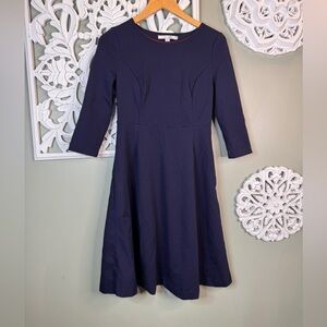 Boden Navy and Red Petite 3/4 Sleeve Dress Lined Size 6 P